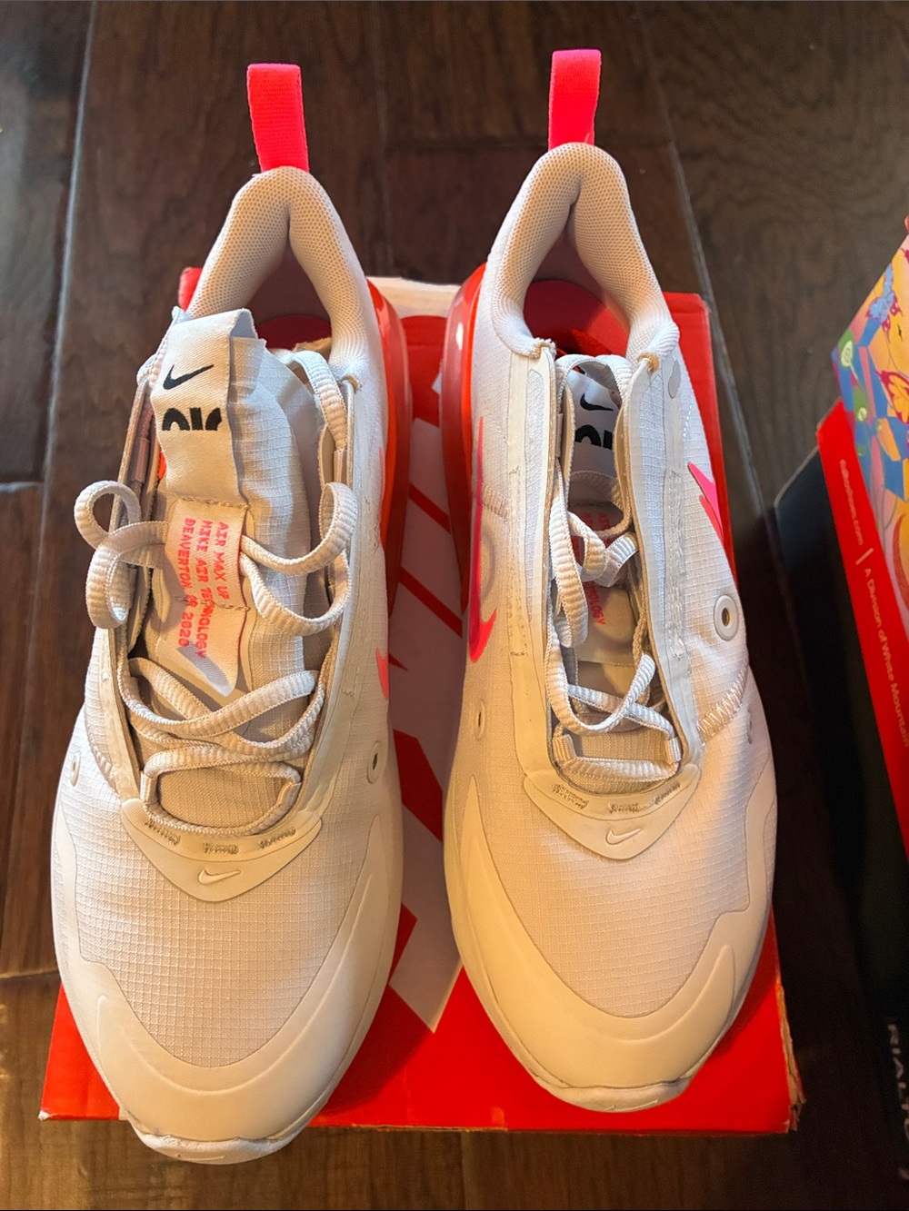 Nike White Sneakers with Bright Pink Accents